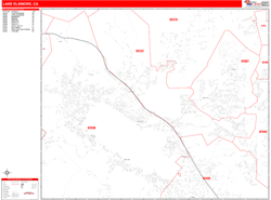 Lake Elsinore Wall Map Zip Code Red Line Style 2024